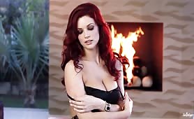 Jayden Cole Bares Her Tits in Fireside Strip